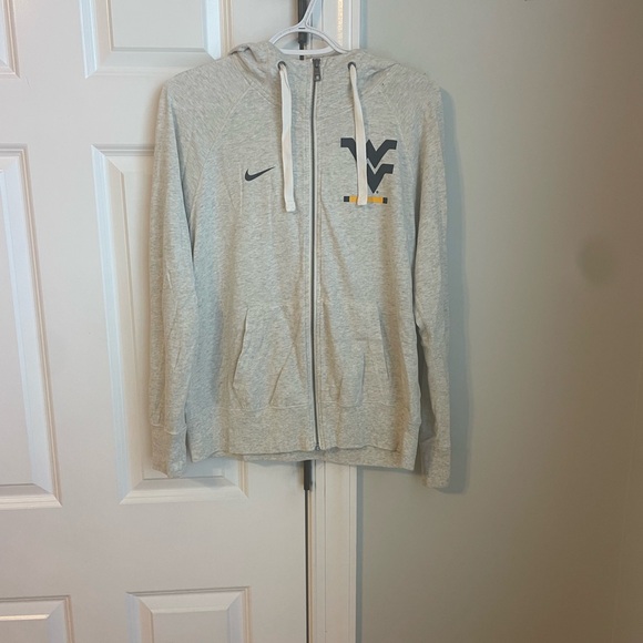 Nike Tops - Nike Light Gray Full-Zip Hoodie with Logo